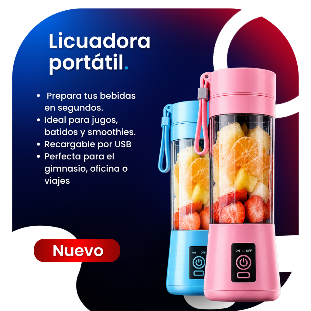 Licuadora Portátil Recargable USB | Batidos, Jugos y Smoothies en Segundos