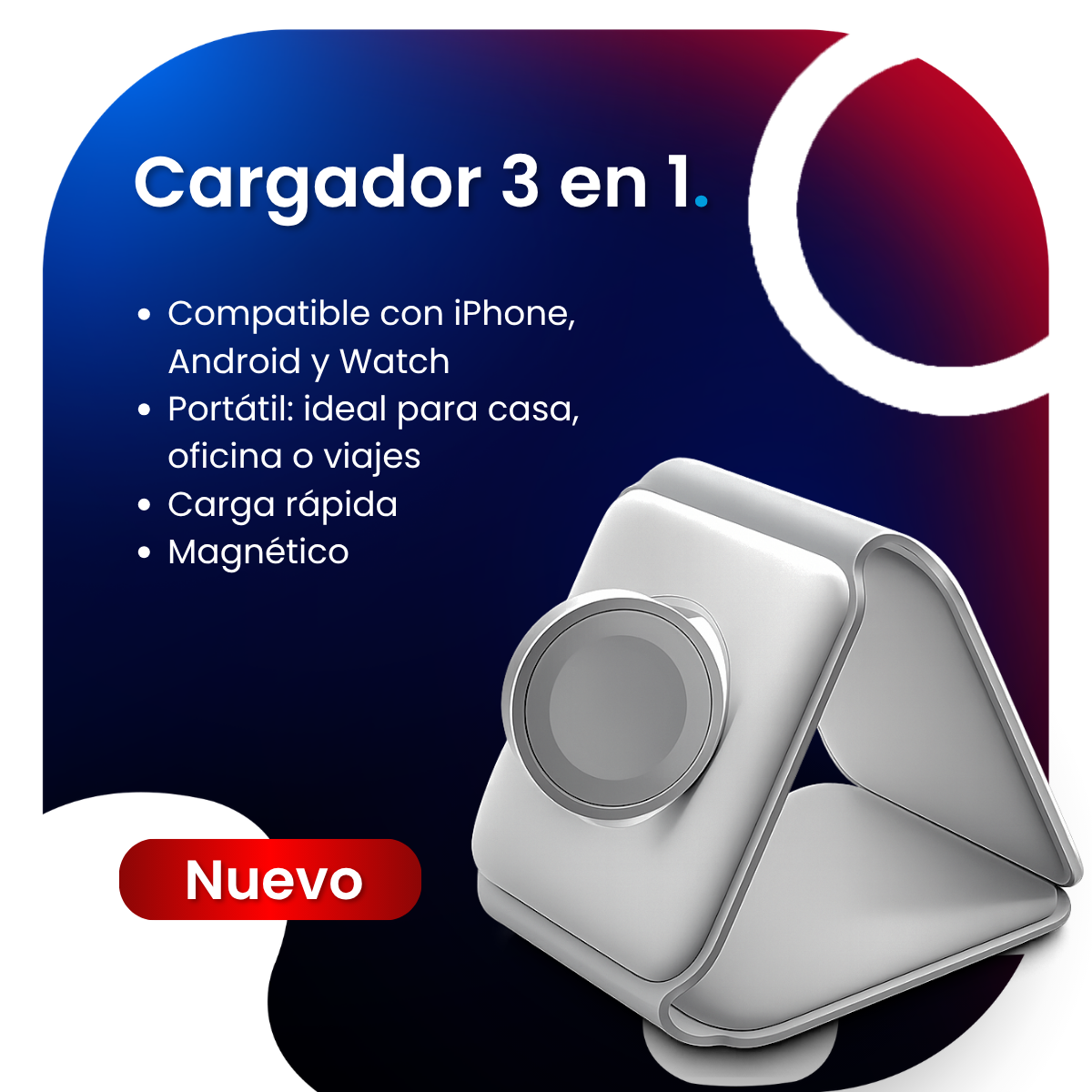 Cargador Inalámbrico Magnético 3 en 1