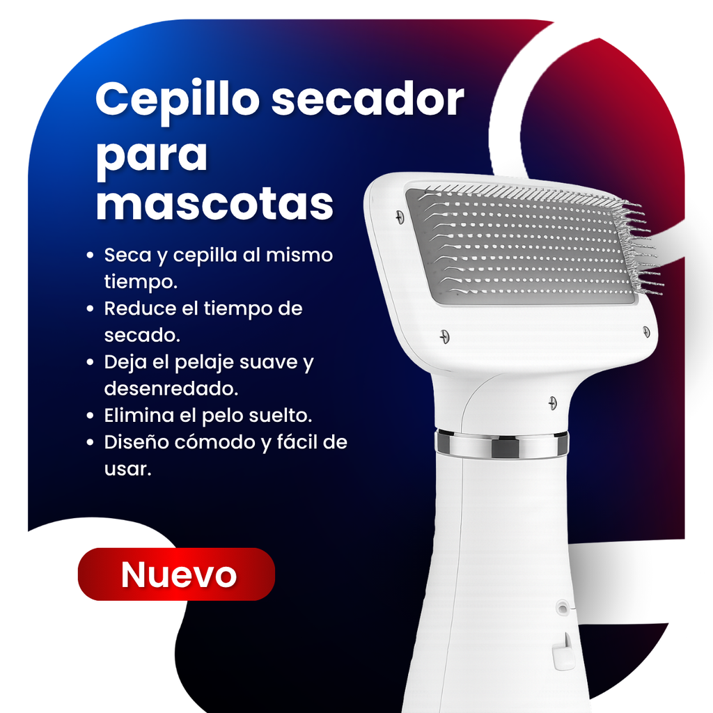 Cepillo Secador para Mascotas 2 en 1