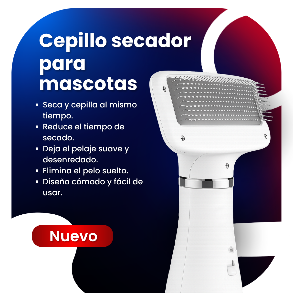 Cepillo Secador para Mascotas 2 en 1